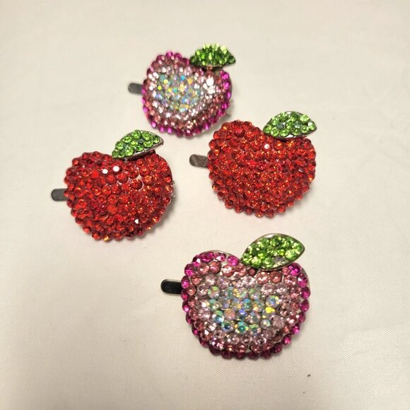 Girls Shiny Hair Clips Red and Pink Hair Clips Magnetic - Picture 2 of 13